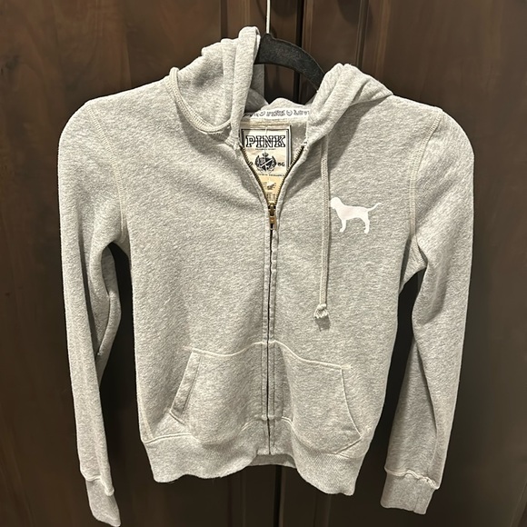 Victoria Secret Pink Sweatshirt X-Small Grey full zip Up. - Picture 1 of 5